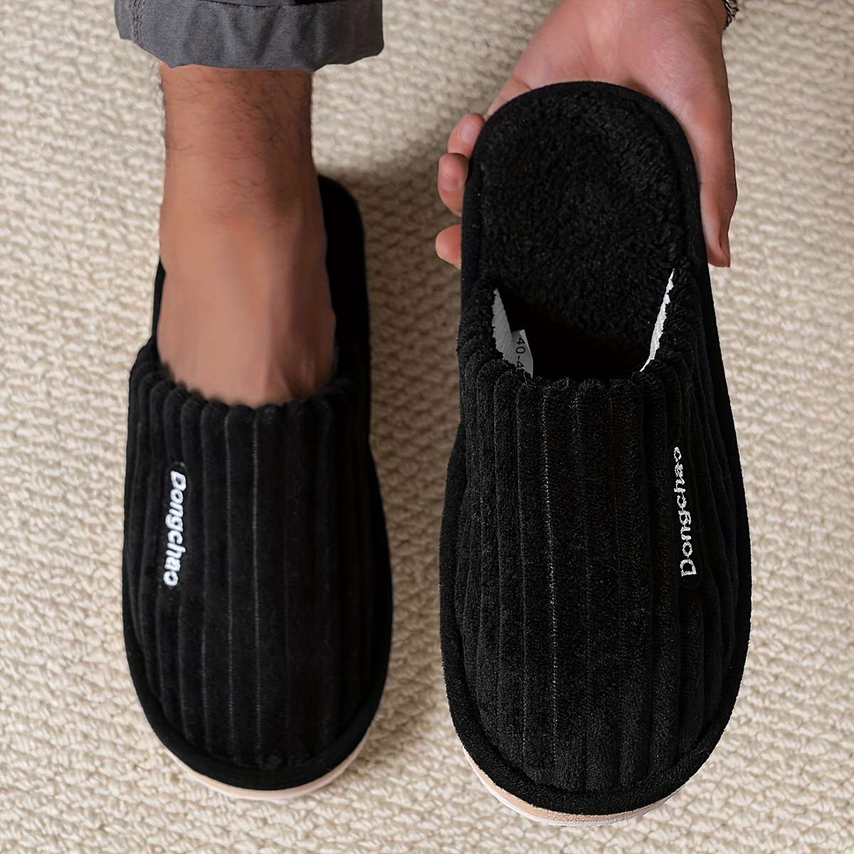 Cotton Slippers Color Black Sizeuk 7.5-8