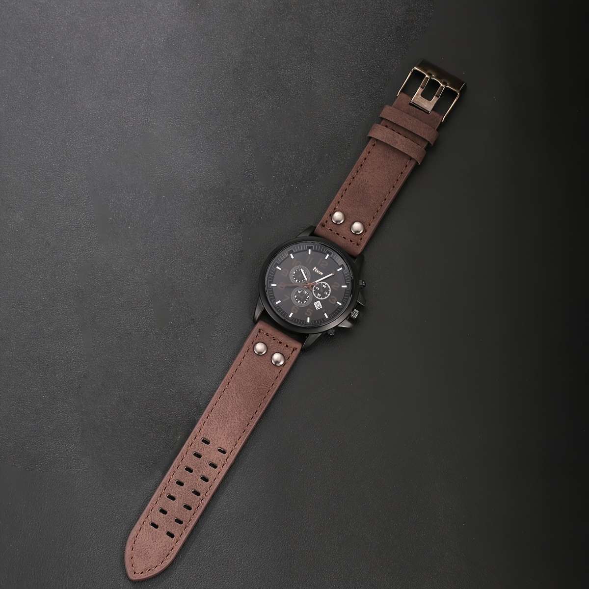 3PCS Stylish Cool Luxury Watch Set Men Sophisticated Andcolor Brown