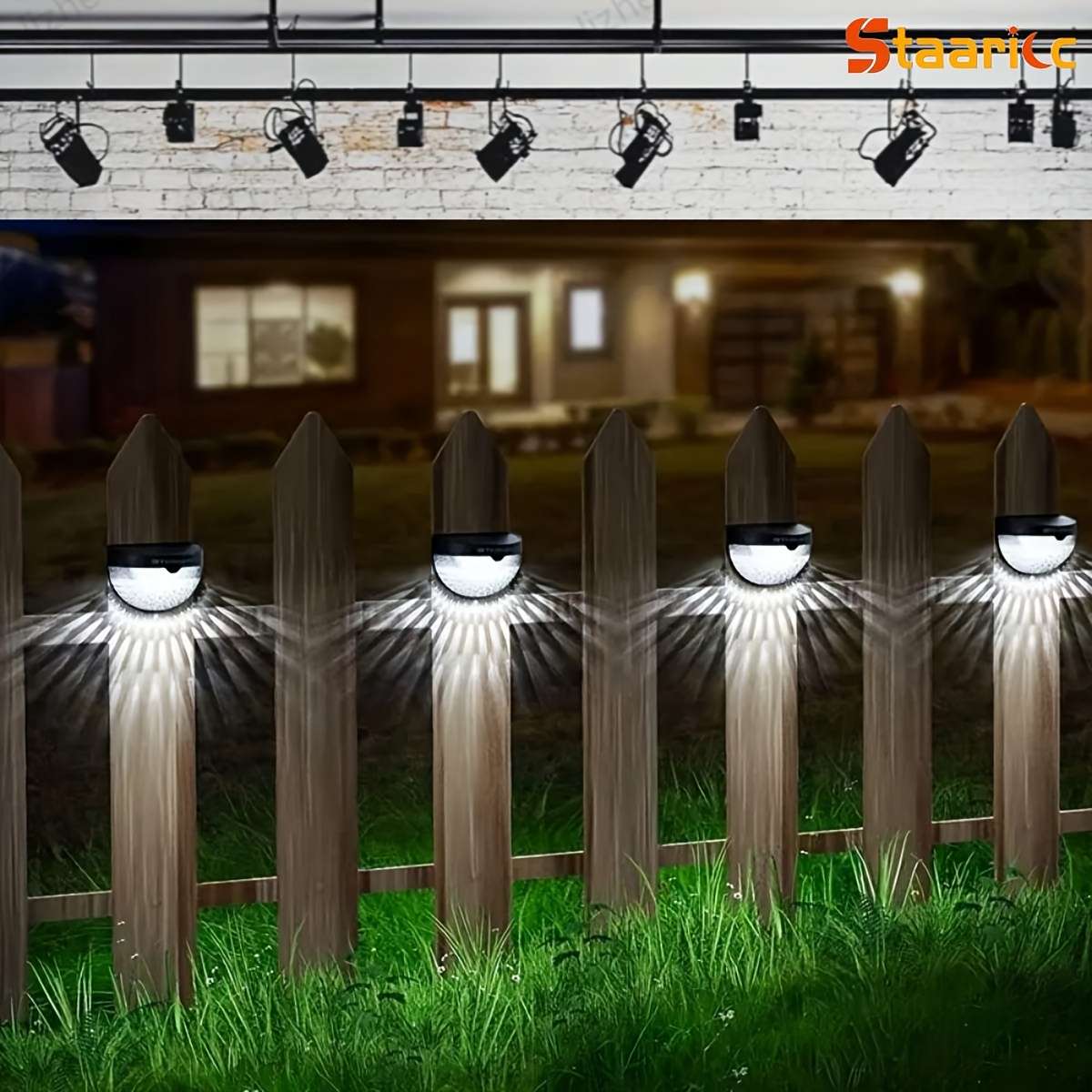 Black Shell Warm Light 4 pcs Outdoor Solar Light