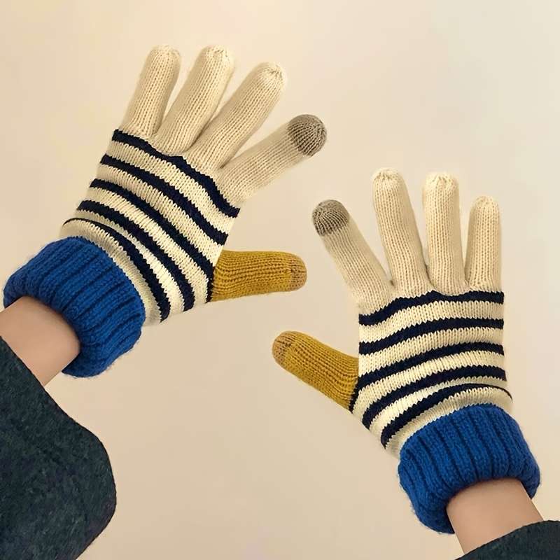 Gloves Color Striped White Sizeone-Size