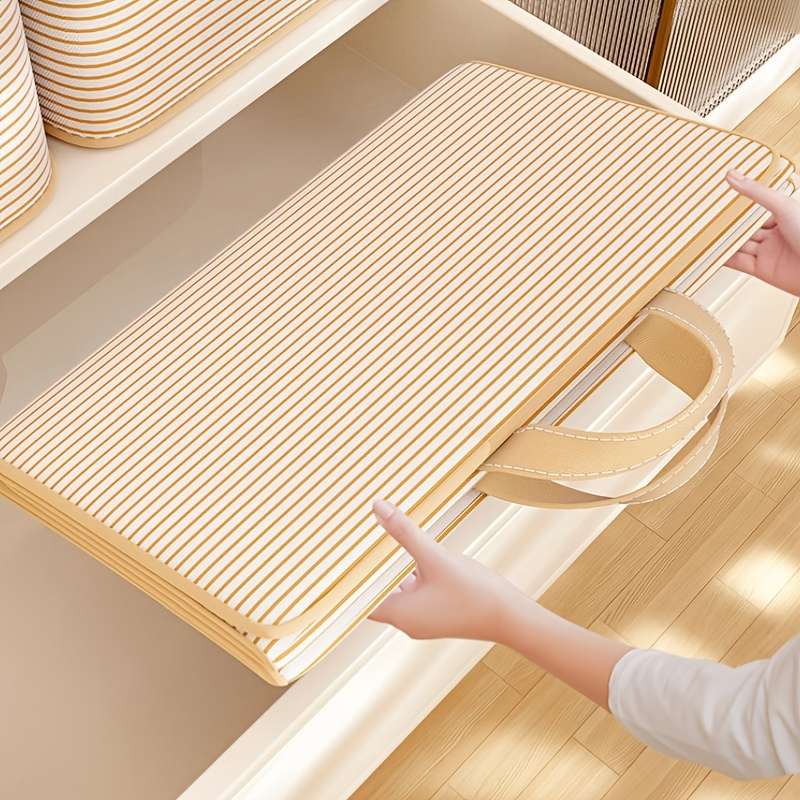2Pcs Large Capacity Durable Fabric Organizer Clothes 2 Pack Gray Stripe Beige