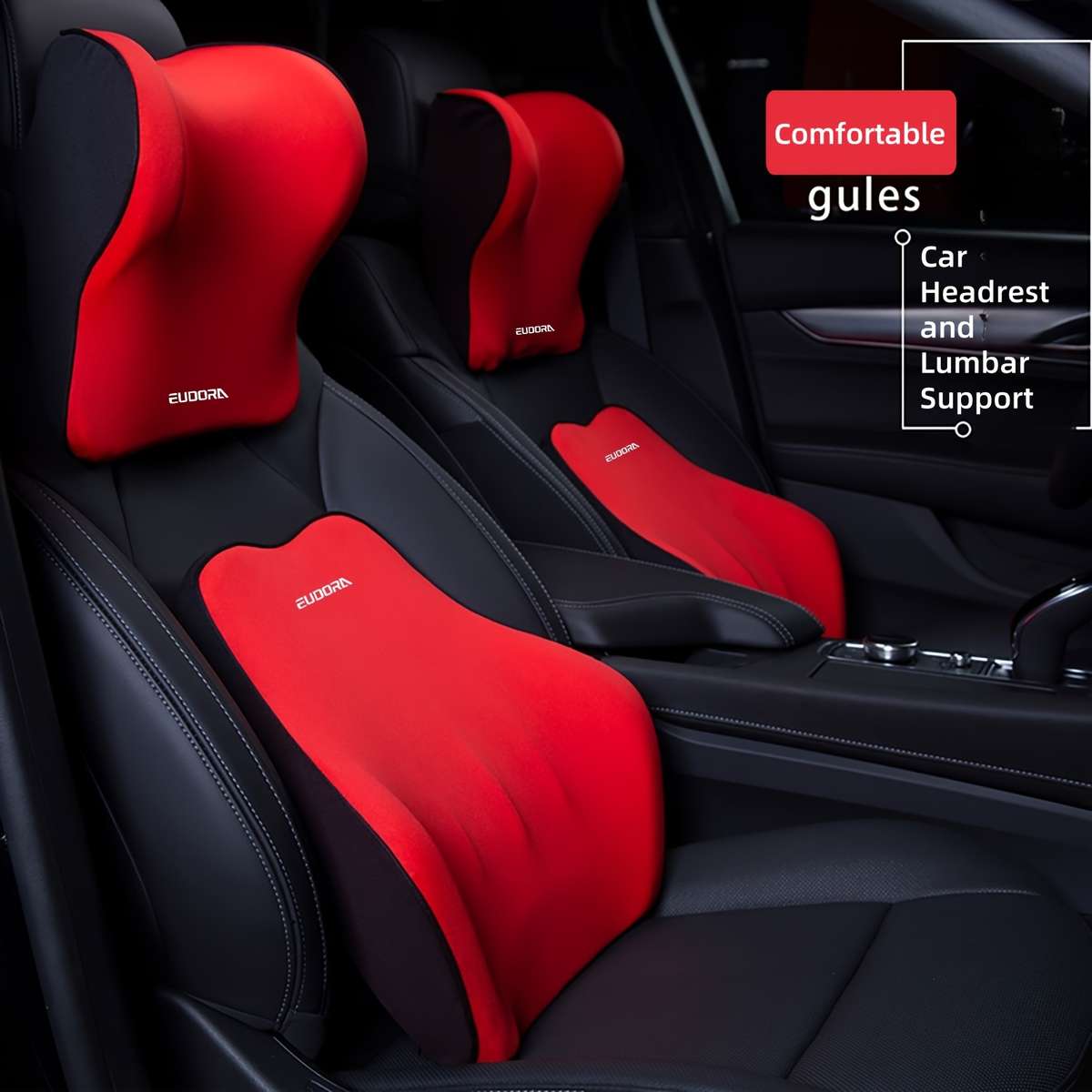 Car Seat Cushion Color Pink Items1 Headrest  1 Lumbar Support