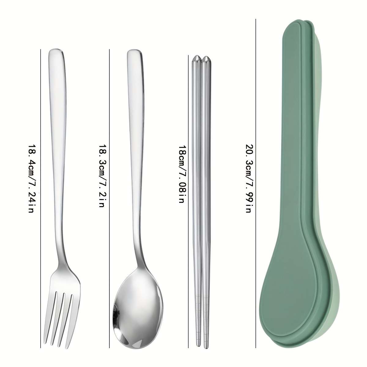 3pcs Portable Cutlery Set with Stainless Steel Chopsticks Spoon And Fork Ideal for Students