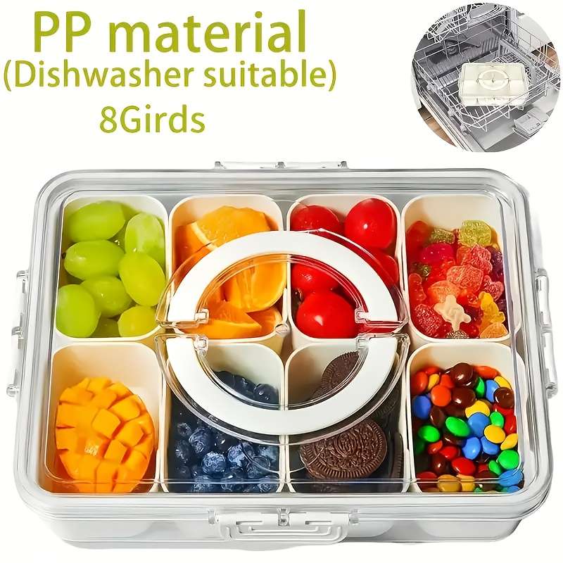Antibacterial Box 2Piece Set 8Compartment Containertransparent Lid
