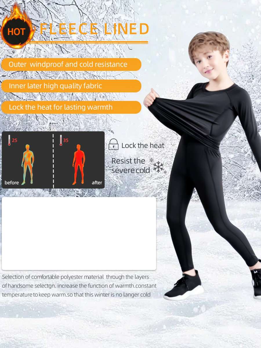 Thermal Underwear Color Black Size1112Y