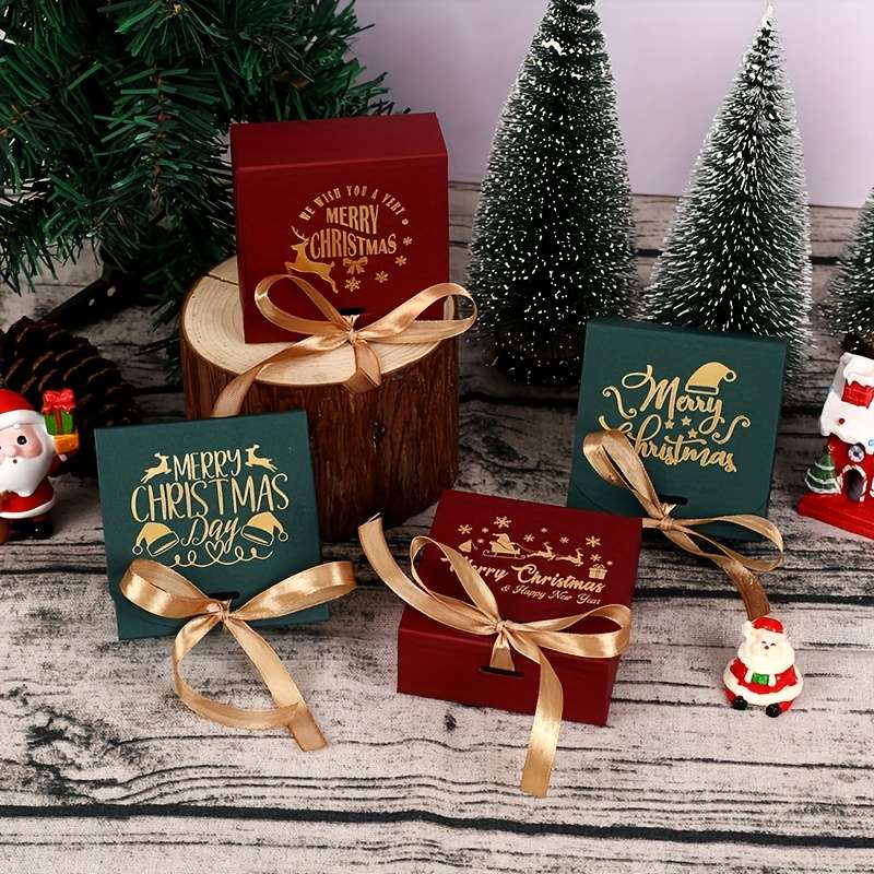 Christmas Gift Boxes Style Red Santa Hat And Deer