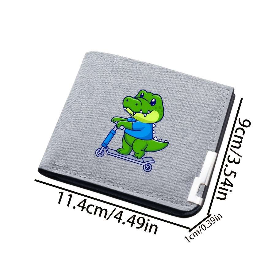 Dinosaur Skateboard Design Canvas Walletcompact Lightweight Multi-Slot Bifold With Sn