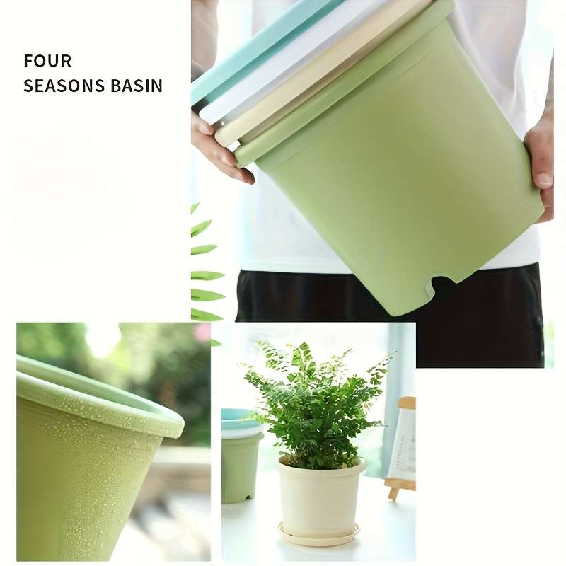 Flowerpot  4Pcscolor Dark Green  Add  Tray