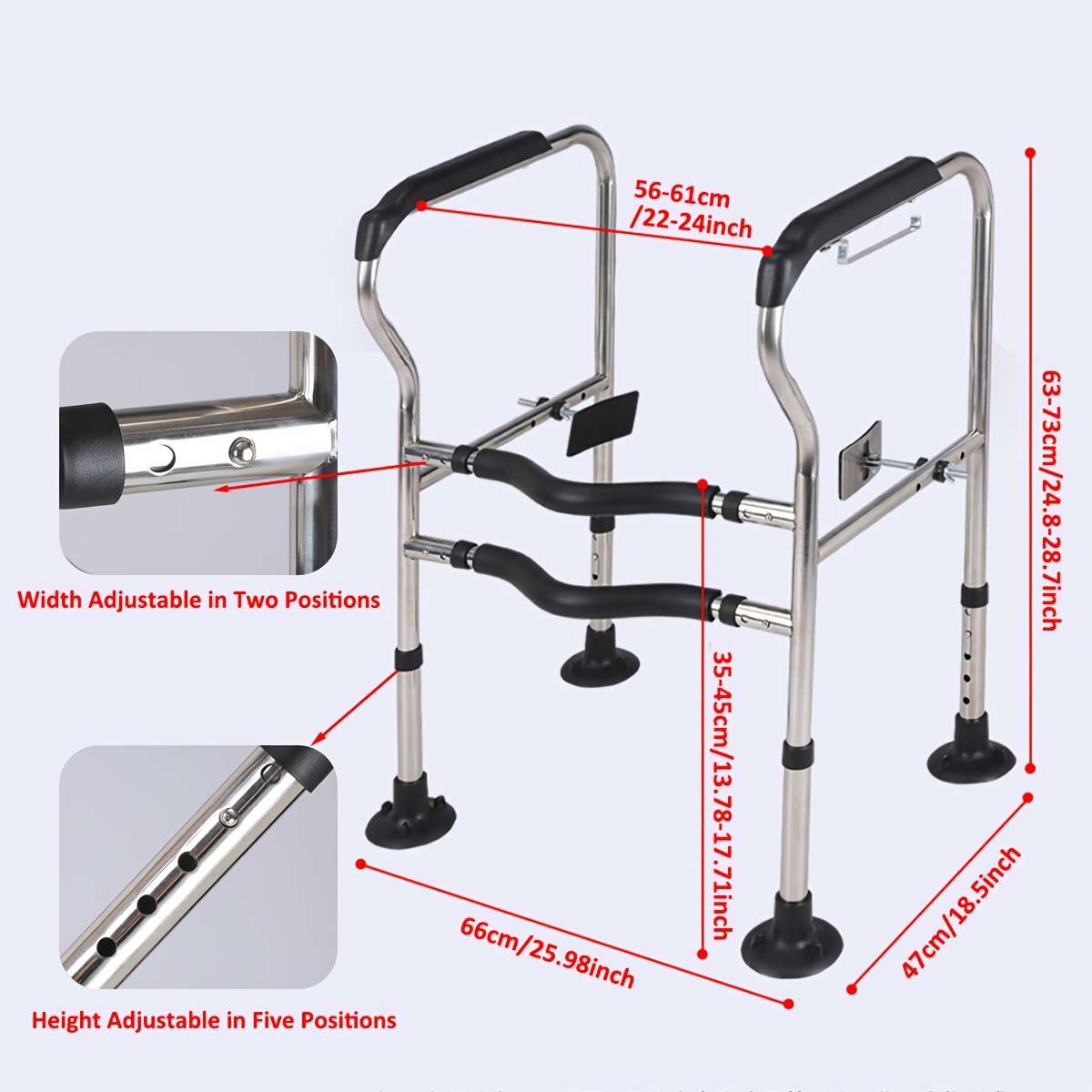 Handrail Style Adjustable Width And Height  Black