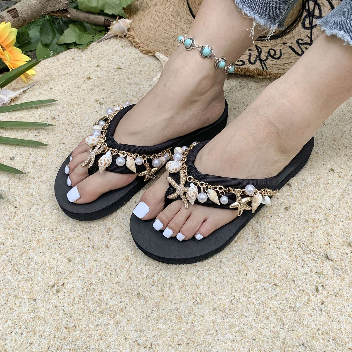 Ladies Summer Flip Flops Black Uk 7