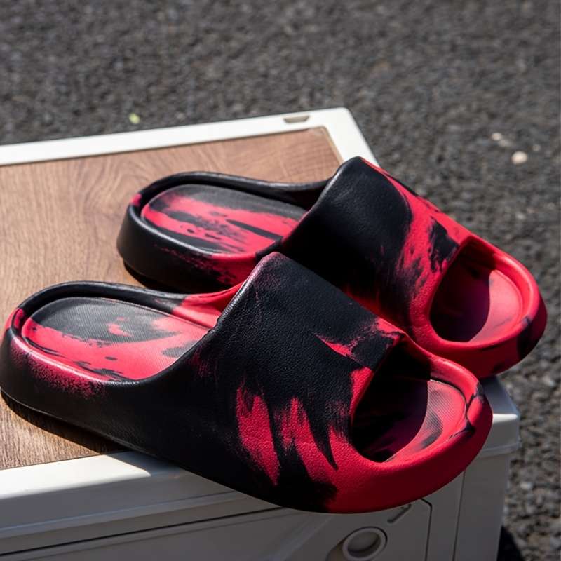 Men Slippers Summer Style Black Red Size Uk 3.5 To 4