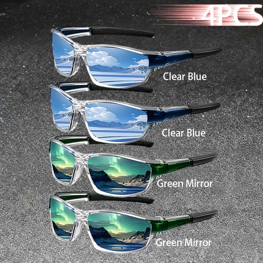 Cycling Glasses Color 4Pcs Clear Blue*2  Green*2