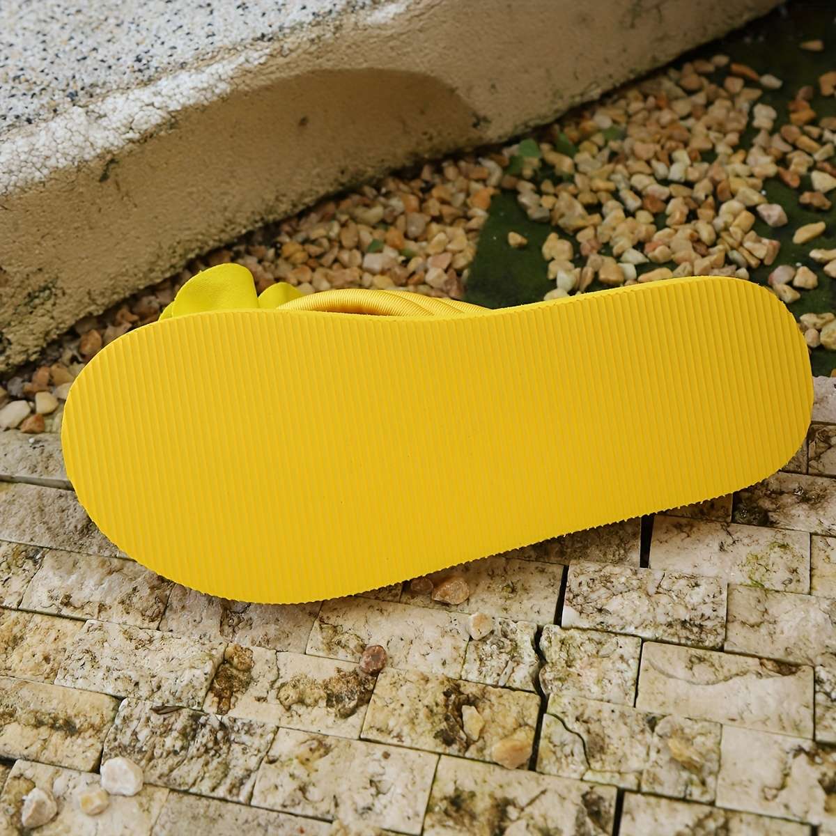 Ladies Summer Flip Flops Yellow Uk 7