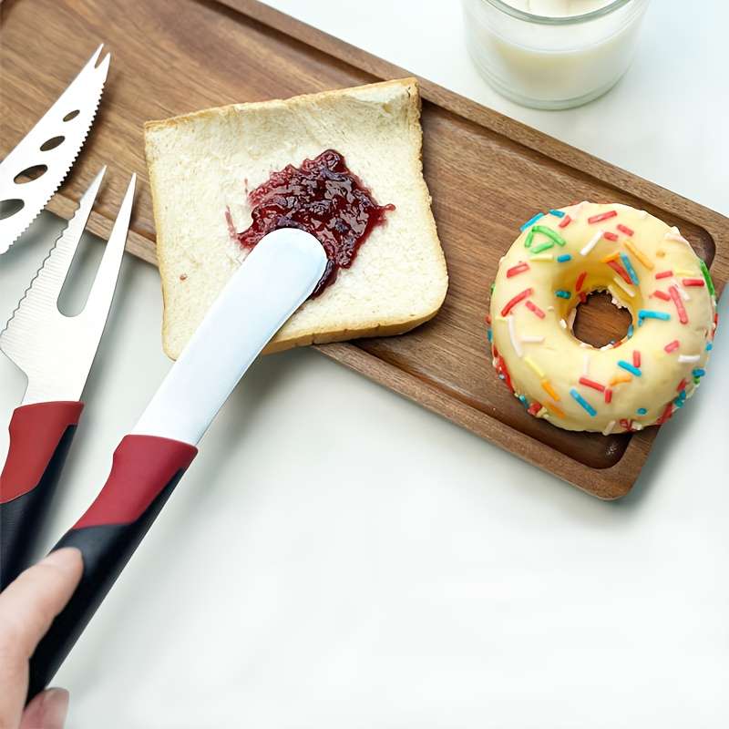 Bread And Cheese Knife Color 3Pcs Wipe Cut  Fork Red