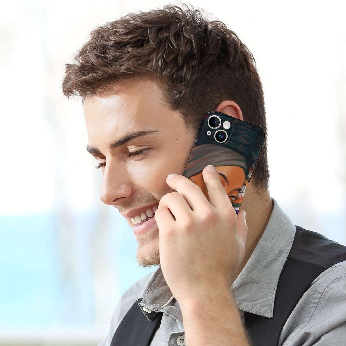 1Pc White For iPhone 15 Pro African Beauty Phone Case