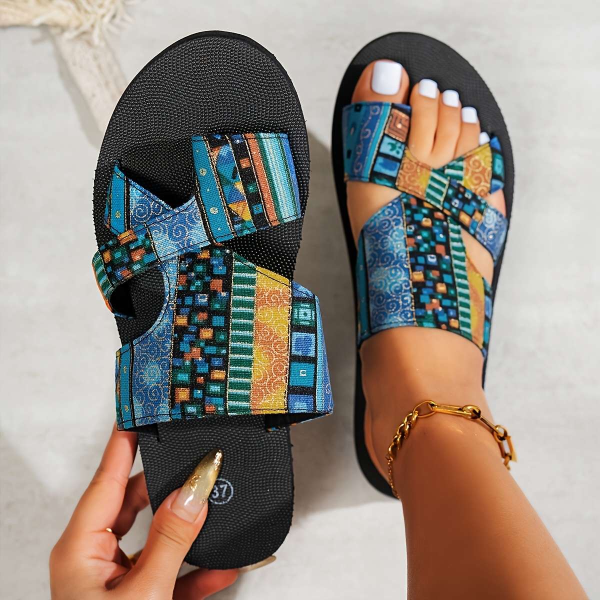 Ladies Summer Flip Flops Blue Uk 5