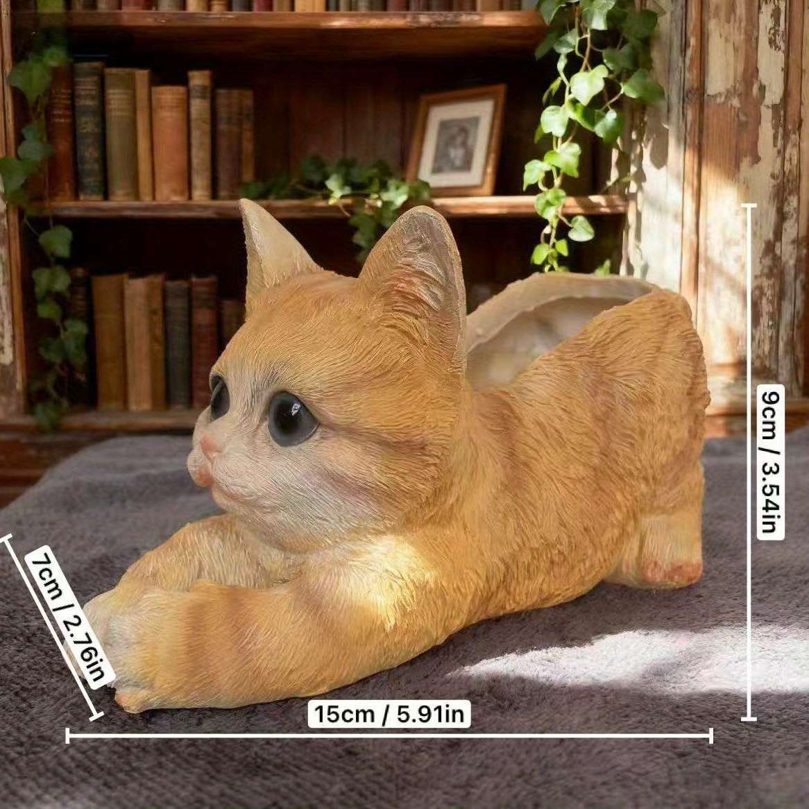 Flowerpot Color Lying Cat Gray