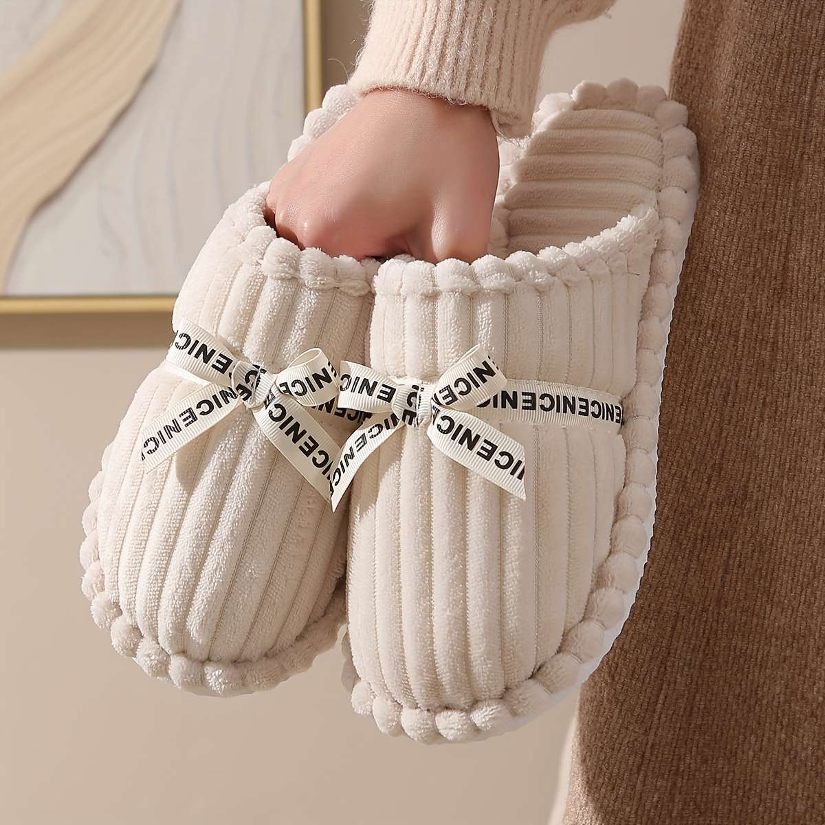 Cotton Slippers Color Grey Sizeuk 6.5-7