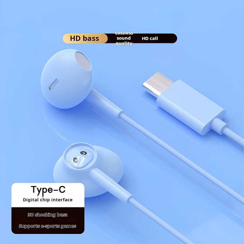 Wired Headphones Blue Model Type-C Digital Decoding Plug