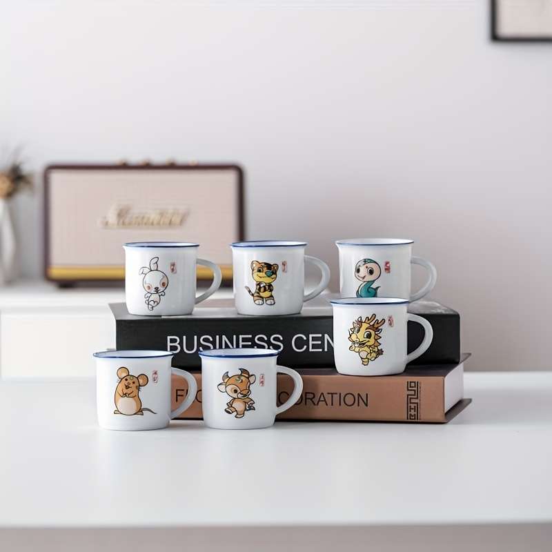 Water Cup Quantity  12Pcs  12 Chinese Zodiac Ceramic Tea  Coffee Cups