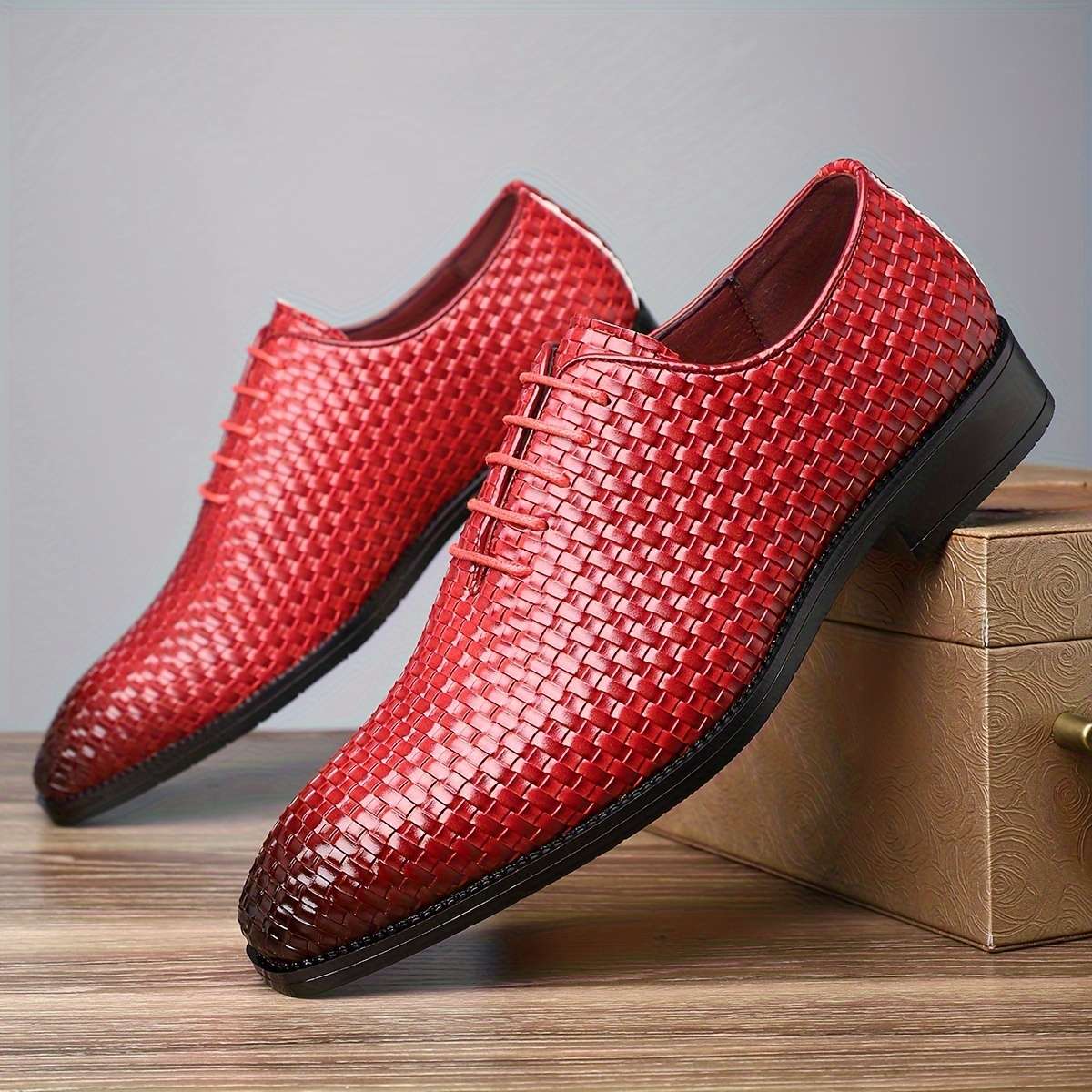 Mens Leather Shoes Color Red Sizeuk 8