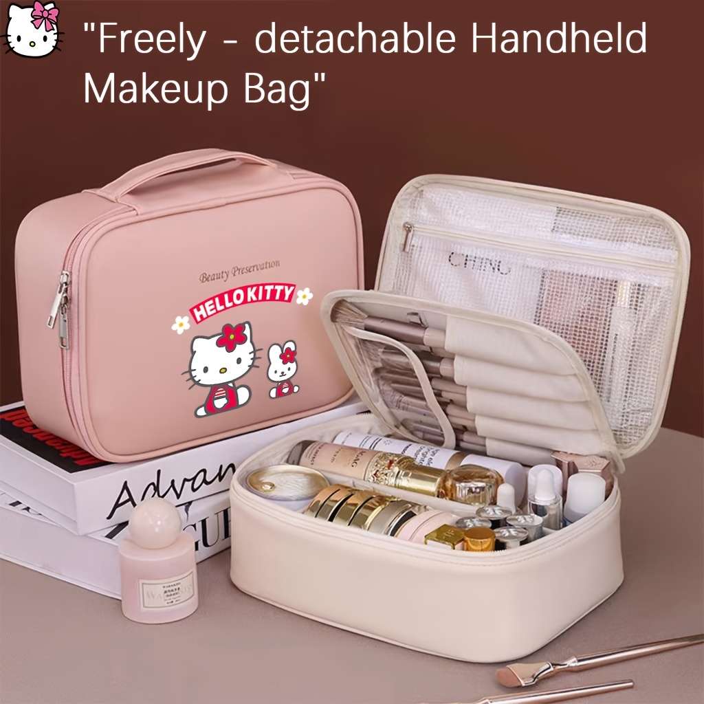 Luxury Grand Authorized Sanrio Hello Kitty Fashion Portable Large Capacity Makeu