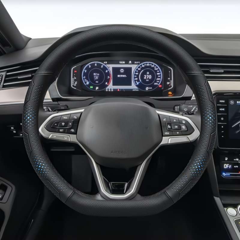 Car Steering Wheel Cover Shape D, All Black