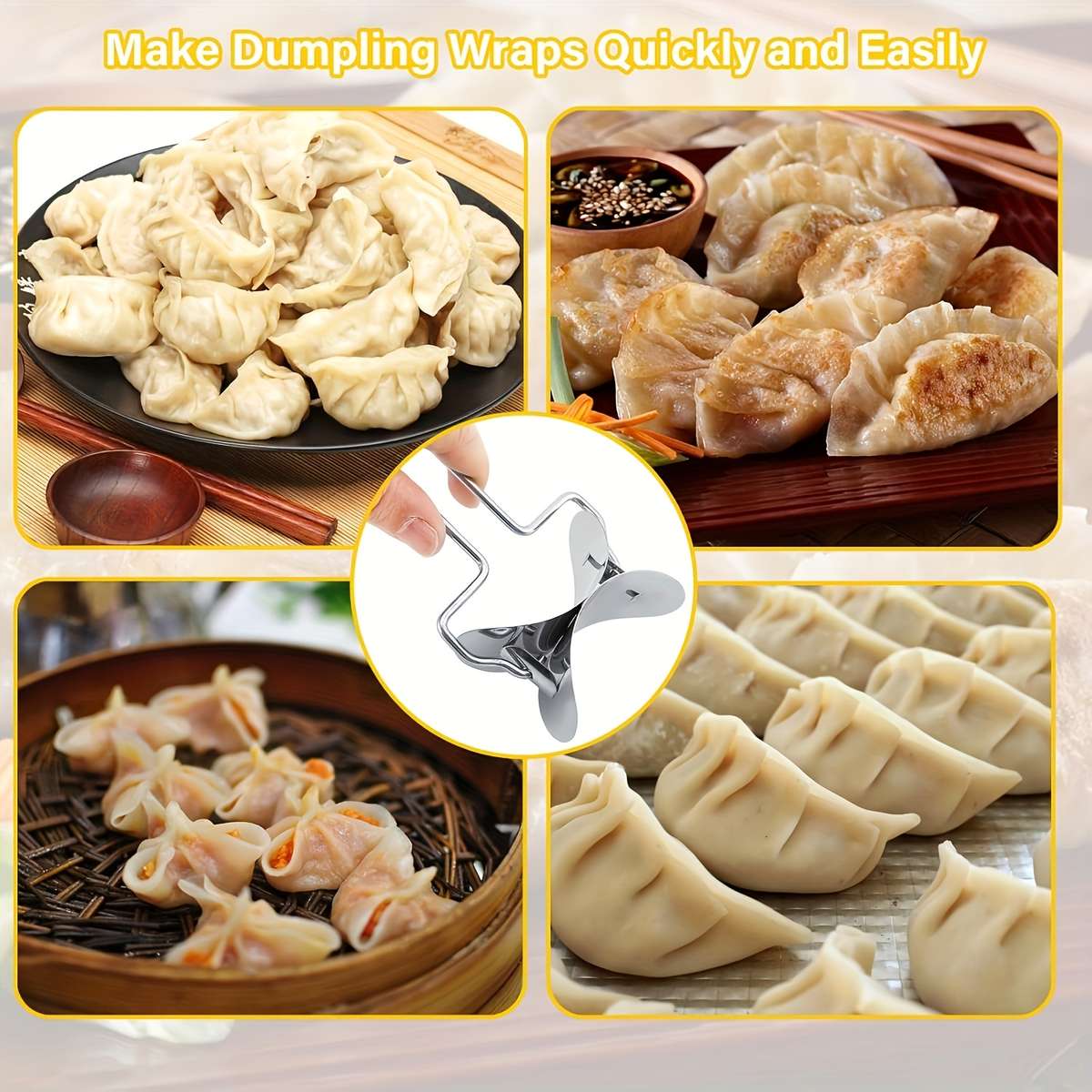 1pc Stainless Steel Dumpling Maker Round Dough Cutter and Dumpling Press DIY Kitchen Tool fo