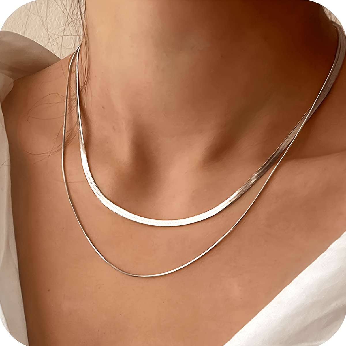 2Pcs Rhinestone Stainless Steel Snake Chain
