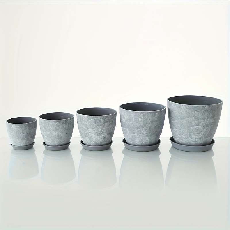 Flowerpot Quantity Gray And White 5Pcs