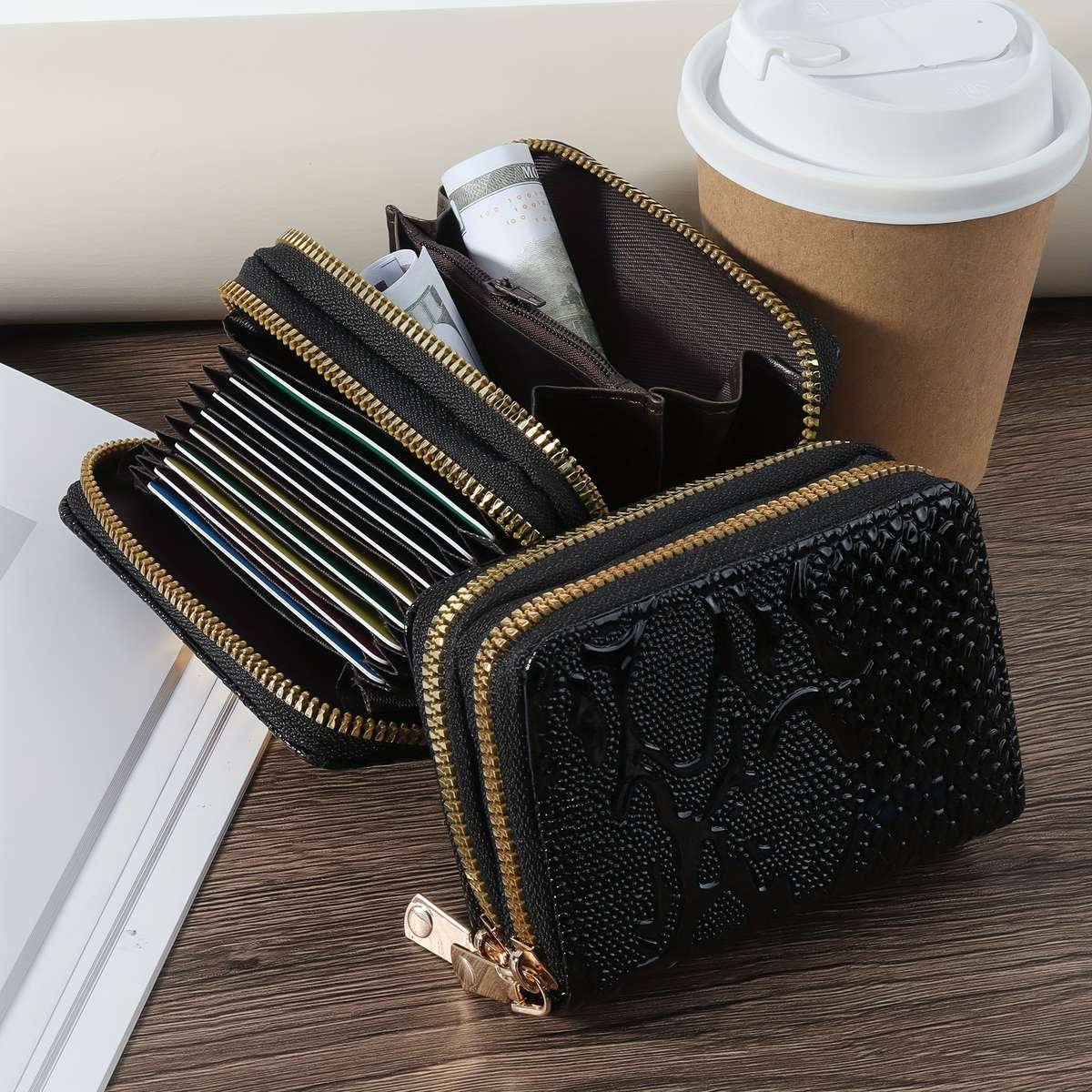 Women'S Minimalist Nylon Short Wallet Solid Color Coin Purse With Zipper Closure Lightweight