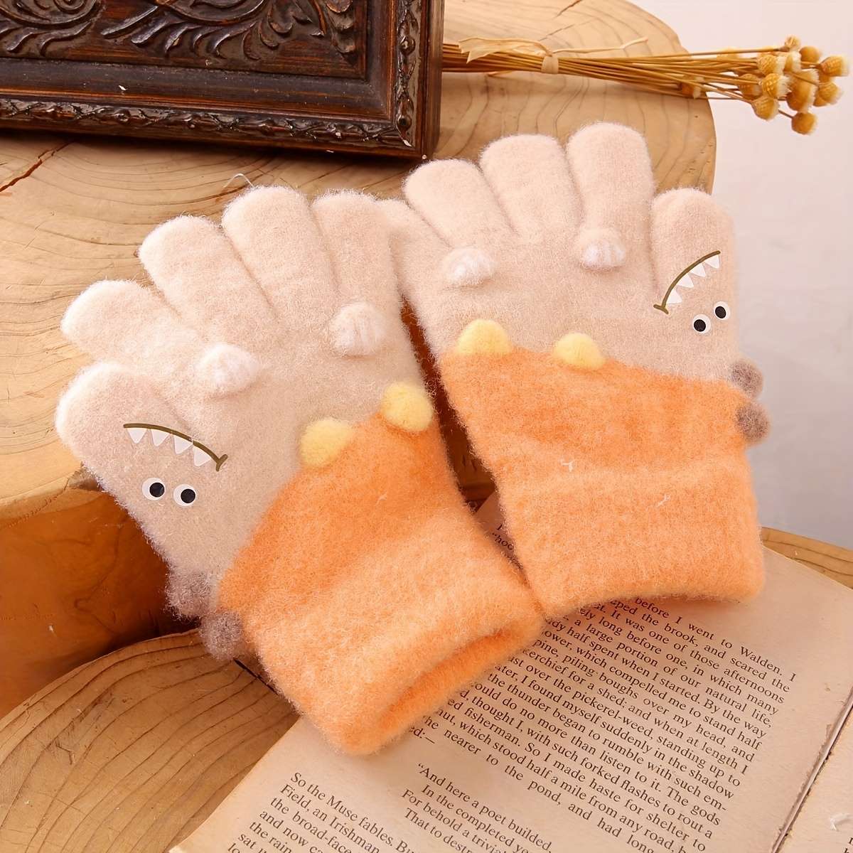 Essential All-Season Pair Winter Warm Gloves Thickened Thermal Five Finger