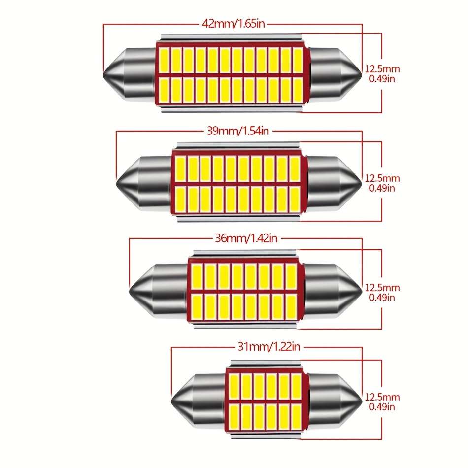 Car Lights Items 2Pcs 16Smd 36Mm 6000K