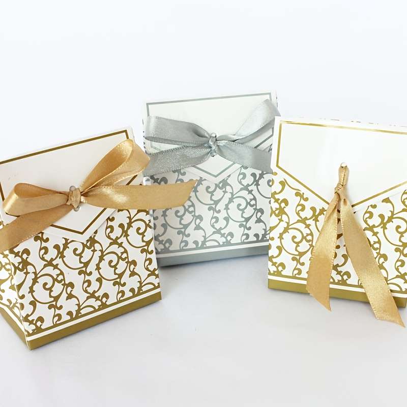 Christmas Gift Boxes Color Golden Quantity 10Pcs