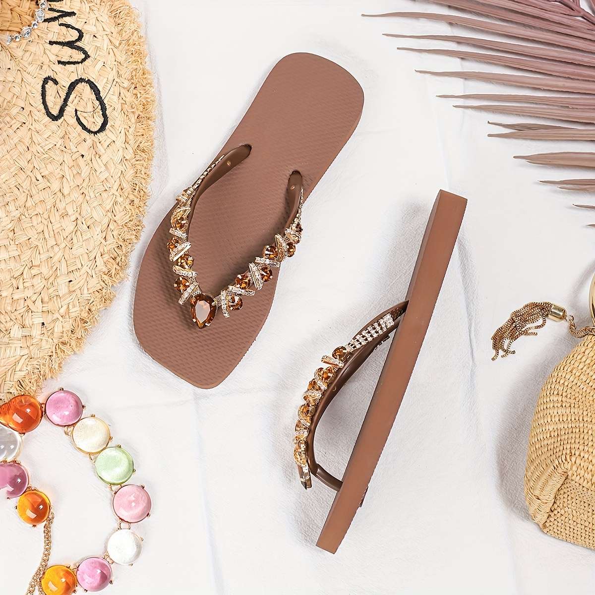 Ladies Summer Flip Flops Coffee Color Uk 6.5
