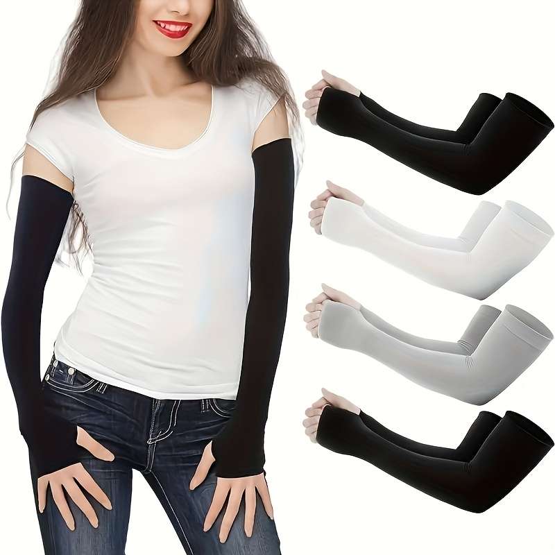 Sunscreen Sleeves Color 2 Pairs White