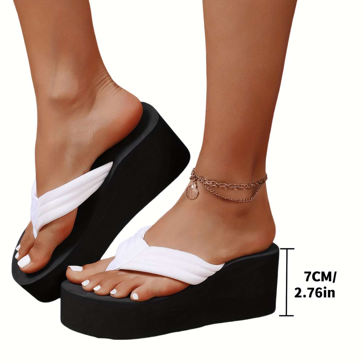 Ladies Summer Flip Flops White Uk 7