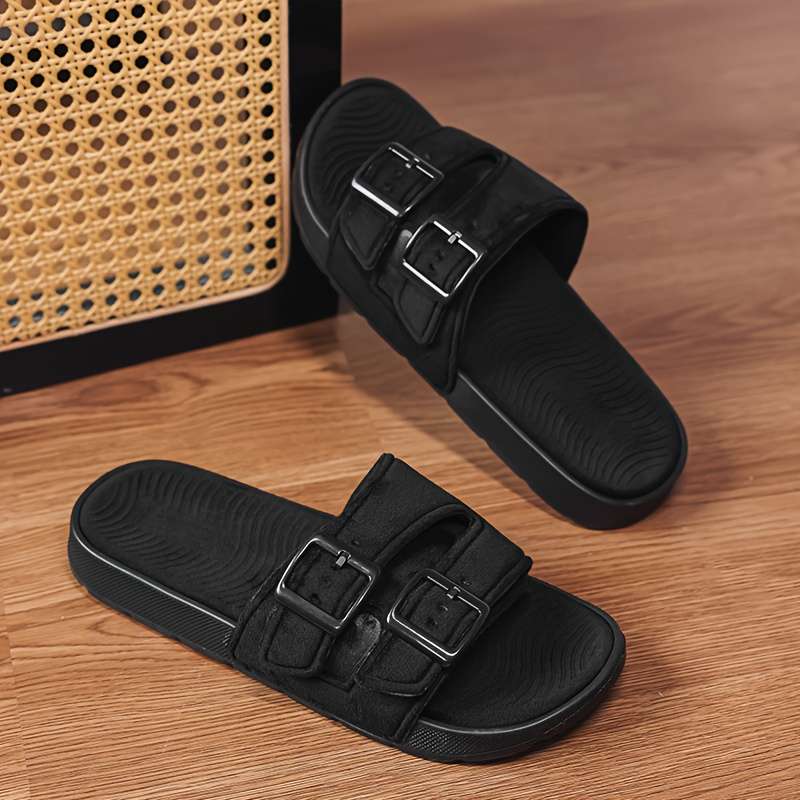Men Slippers Summer Style Black Size Uk 7