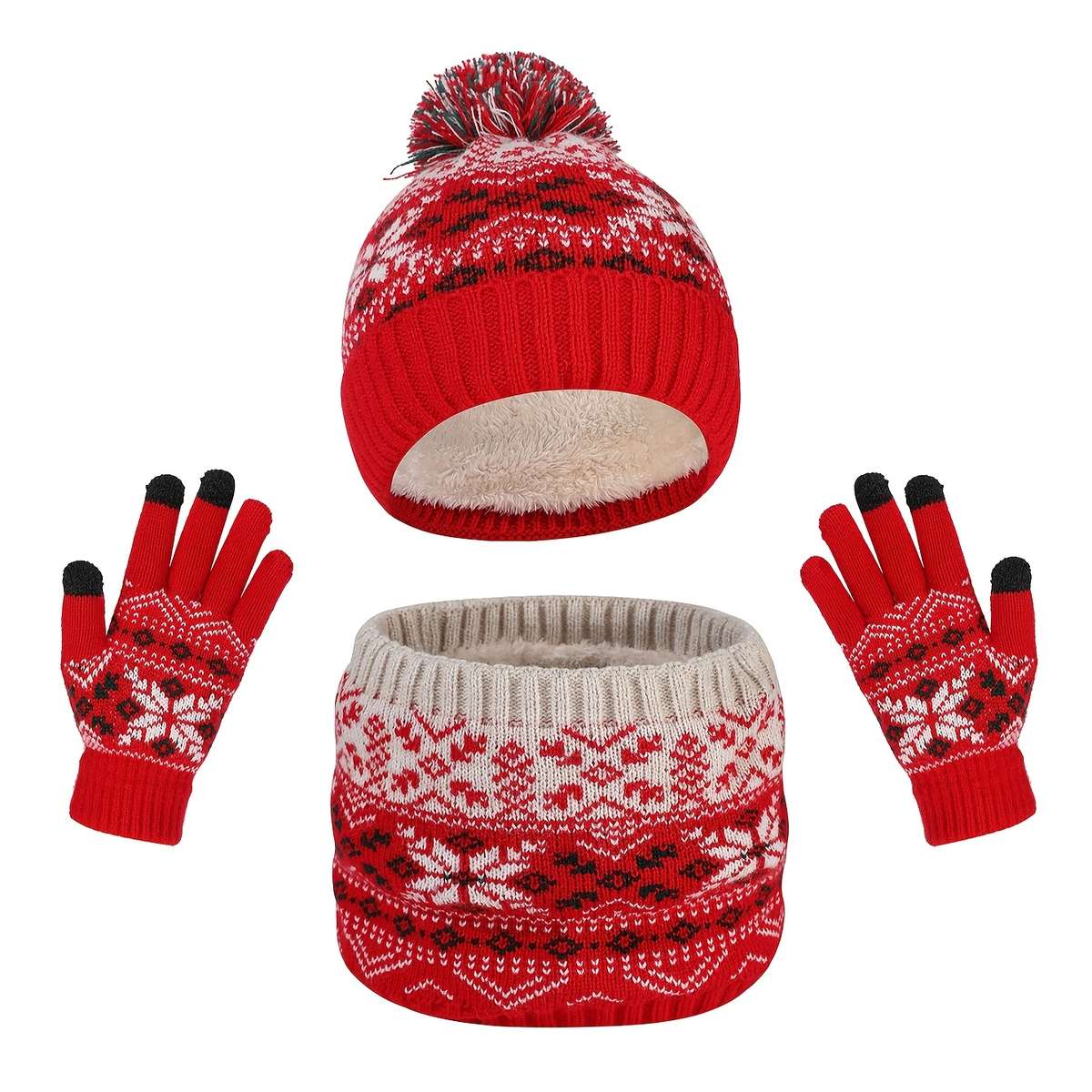 Hat Color Red Three Piece Set A