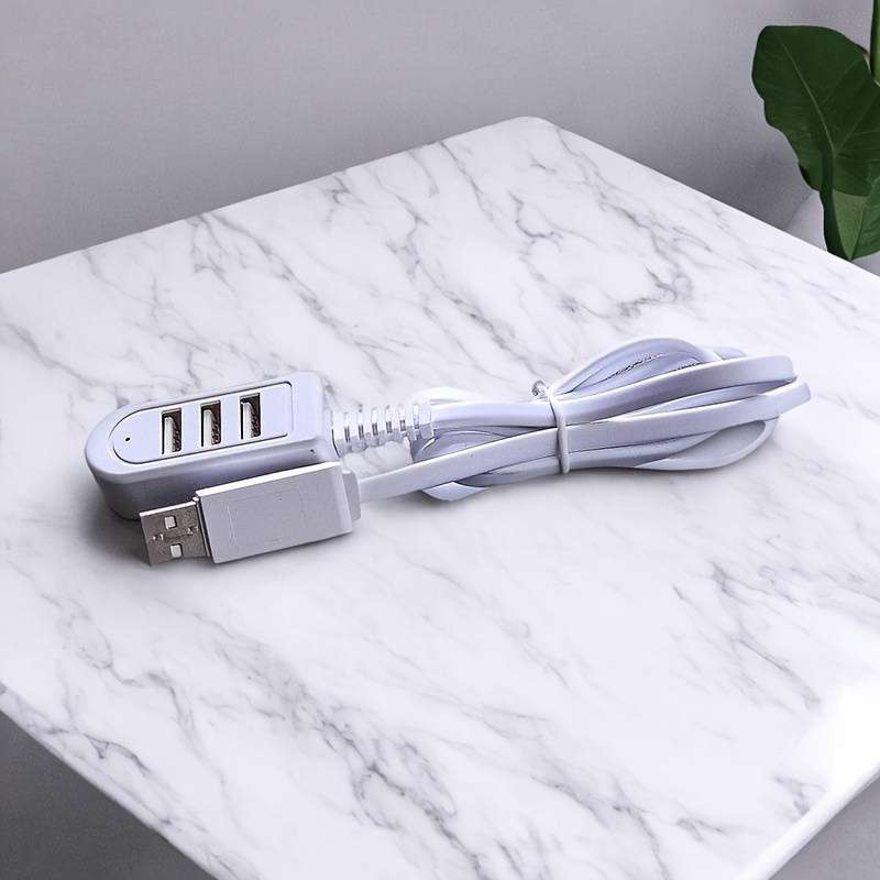 1pc 30cm 3in1 USB Multi-Port Adapter Cable 3 USB Charging with Data Transfer Night Light Car