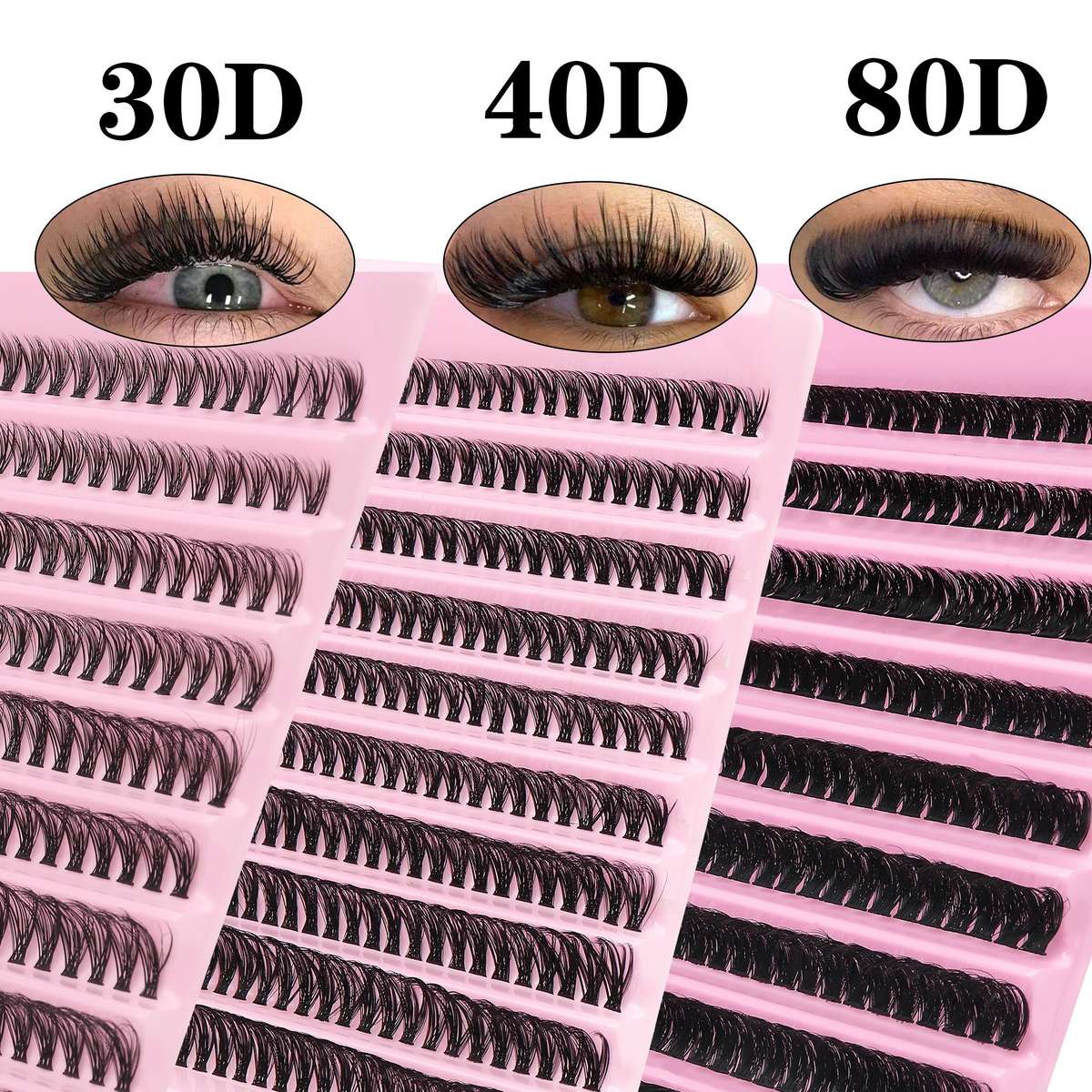 200 Clusters Natural D Curl False Eyelashes Model 30d10 Row 200 Cluster