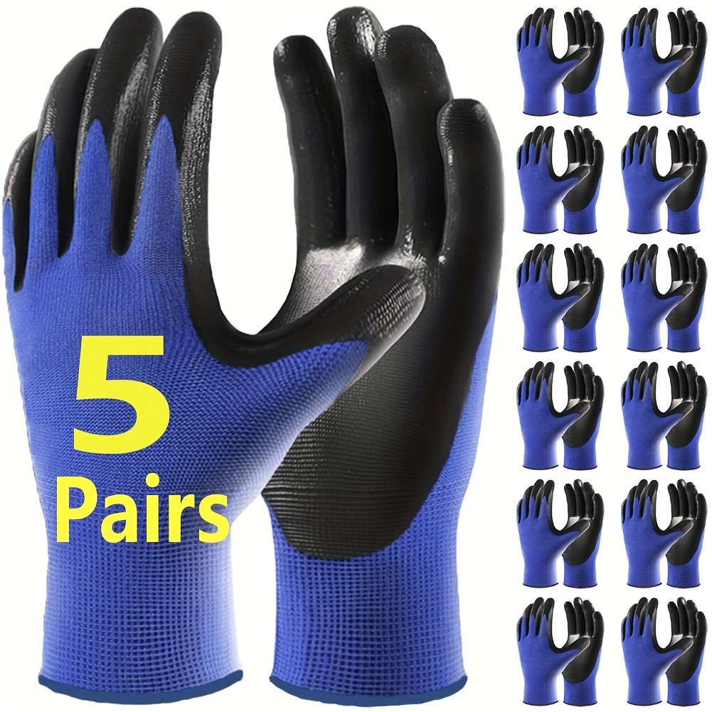 5 Pairs Red Black Size M Multi Purpose Work Gloves