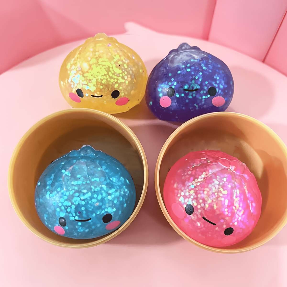 Squeezable Toys Color Latest Pink Style Two Buns Two Cages Two Lids