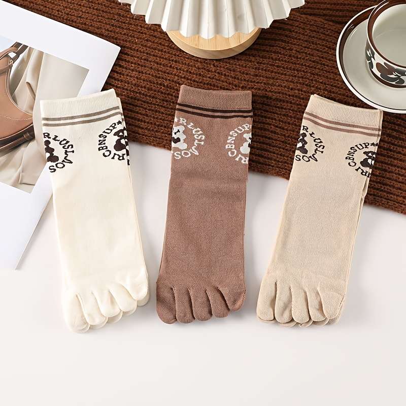 Women S Socks Color Circle Bear Mixed Color 5 Pairs Pack Size Onesize