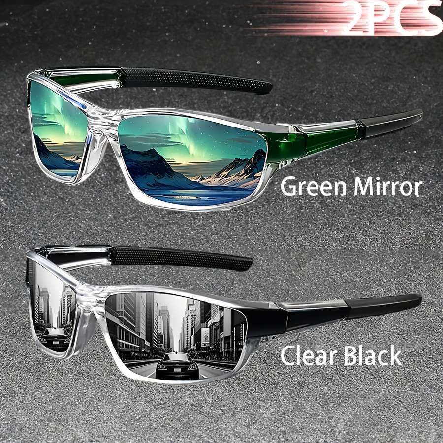 Cycling Glasses Color 2Pcs Greenmirror Clearblack