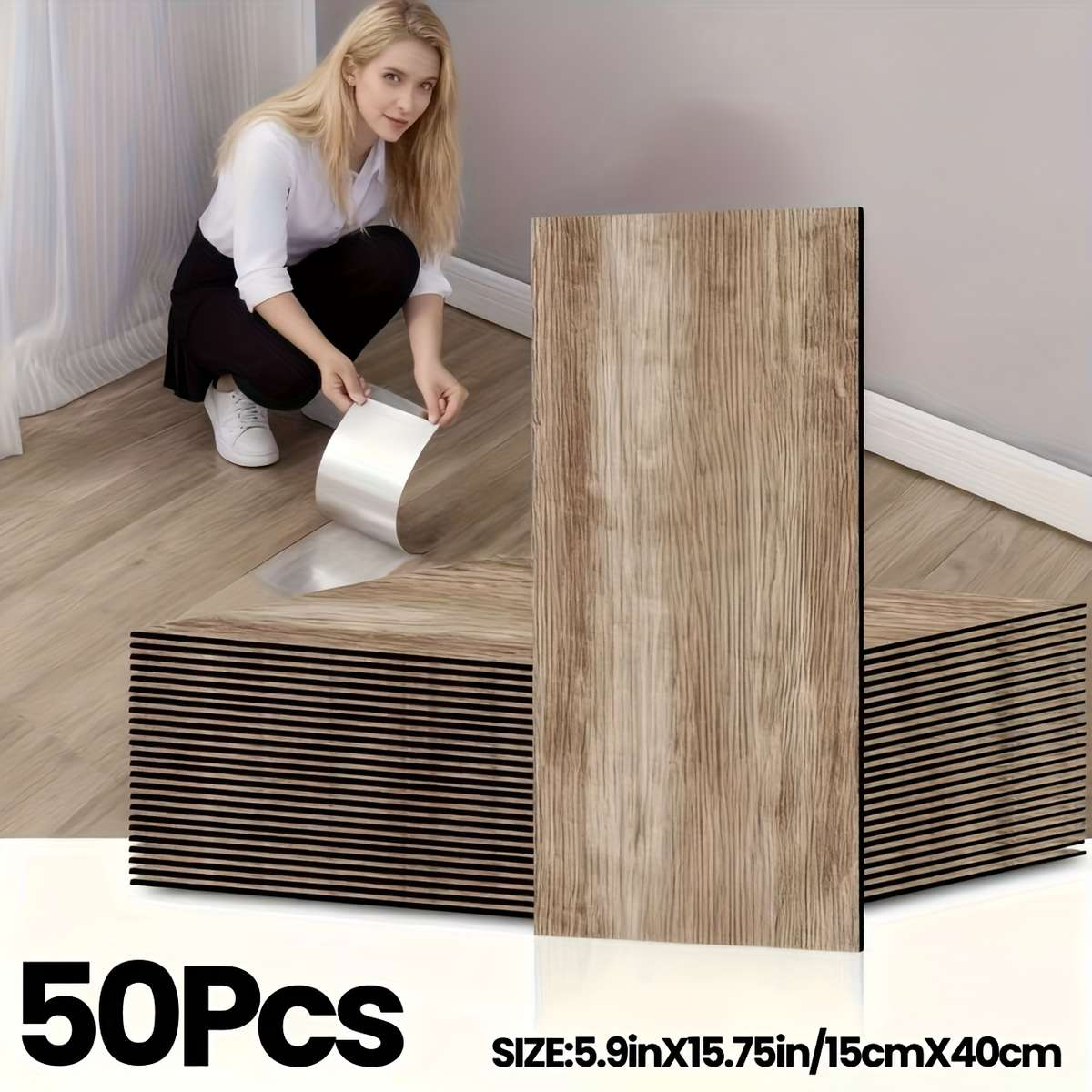 Self Adhesive Floor Stickers White Maple Box Of 50Pcs