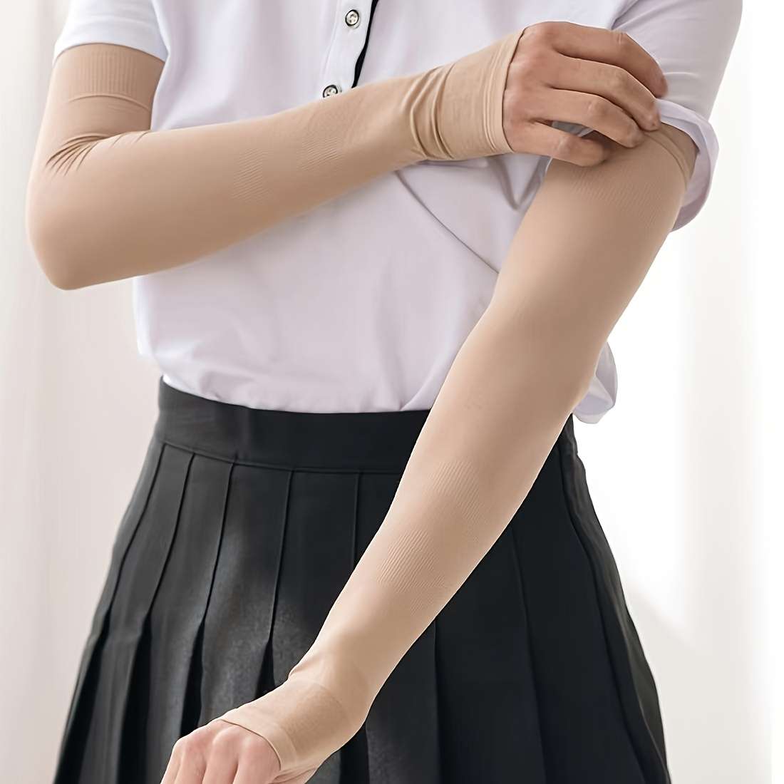 Sunscreen Sleeves Color Natural Beige Style A Quantity 3 Pairs