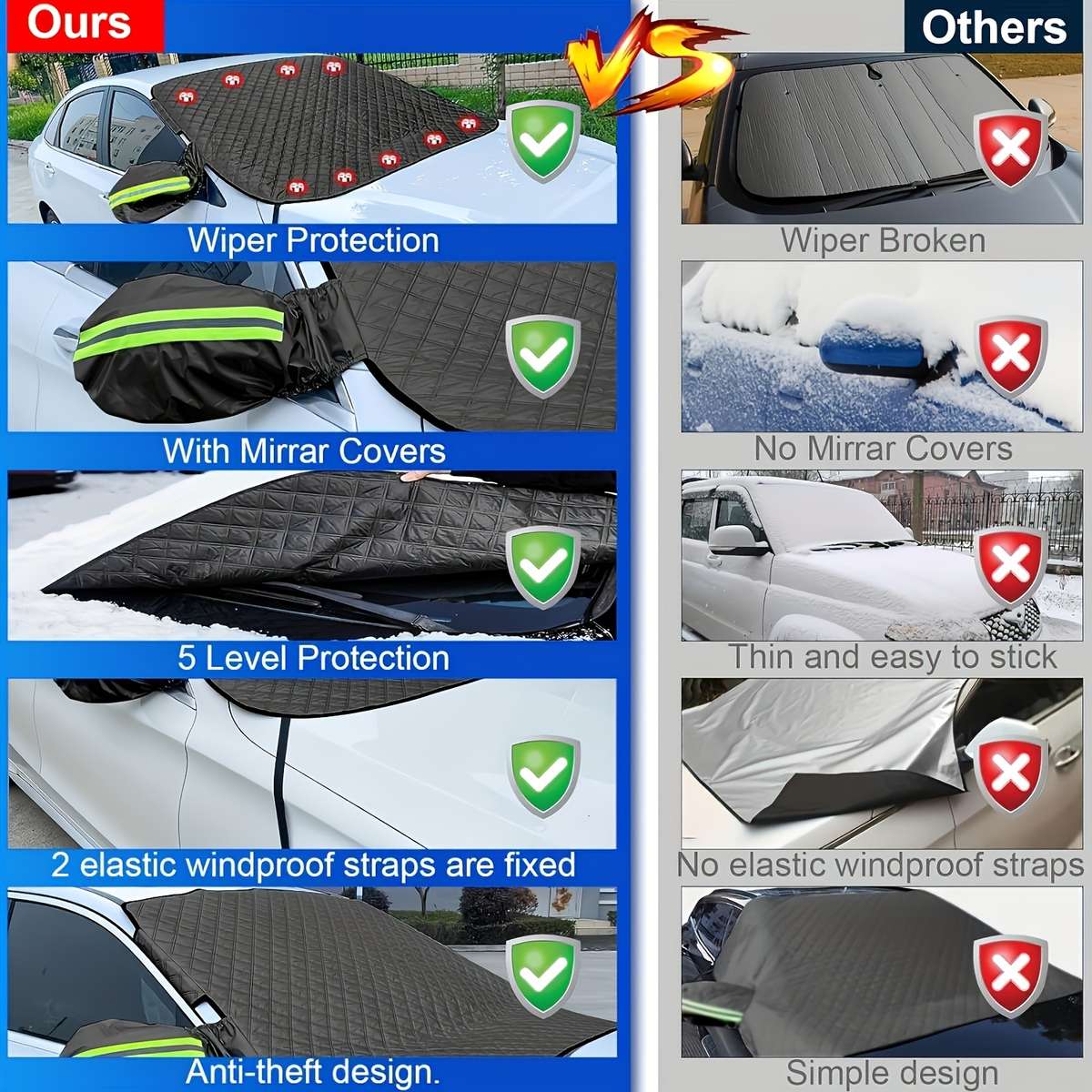 Car Sun Shades Color Black Model Windproof Hook Add Built In 9 Magnets