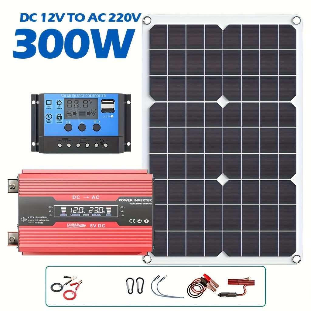 Compact 300W Solar Power Generation System Kit Including Inverter For Outdoor