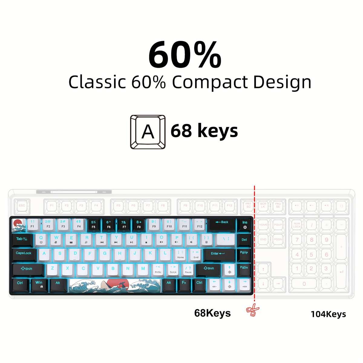 HXSJ 68-Key Mechanical Gaming Keyboard